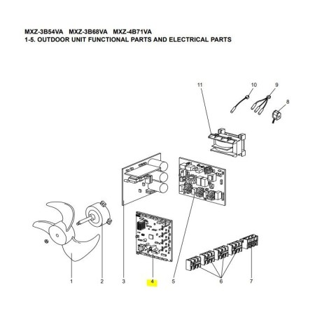 Placa de control unidad exterior MITSUBISHI ELECTRIC modelo MXZ-3B54VA E1