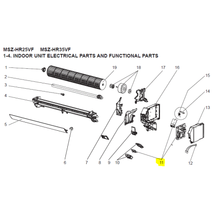 Placa de control unidad interior MITSUBISHI ELECTRIC modelo MSZ-HR25VF-E6