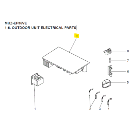 Placa inverter P.C BOARD exterior MITSUBISHI ELECTRIC modelo MUZ-EF35VE-E5 473925 E22P04451