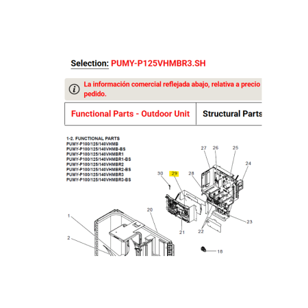 Placa filtro de ruido exterior MITSUBISHI ELECTRIC modelo PUMY-P125VHMBR32 272349 R01E22346