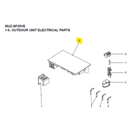 Placa inverter P.C BOARD exterior MITSUBISHI ELECTRIC modelo MUZ-SF35VE-E2 código 473937